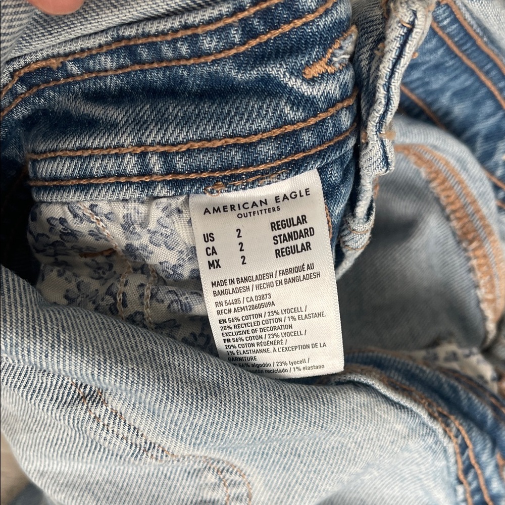 American Eagle Blue Denim Wide-Leg Overalls - Picture 5 of 5